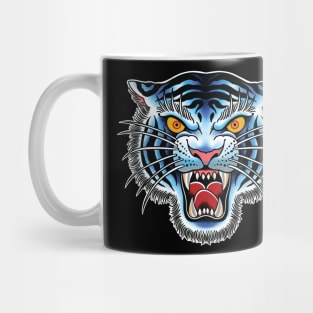 White Tiger Head Traditional Tattoo art illustration Mug